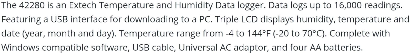 אוגר נתונים טמפרטורה לחות EXTECH INSTRUMENTS DATA LOGGER 42280